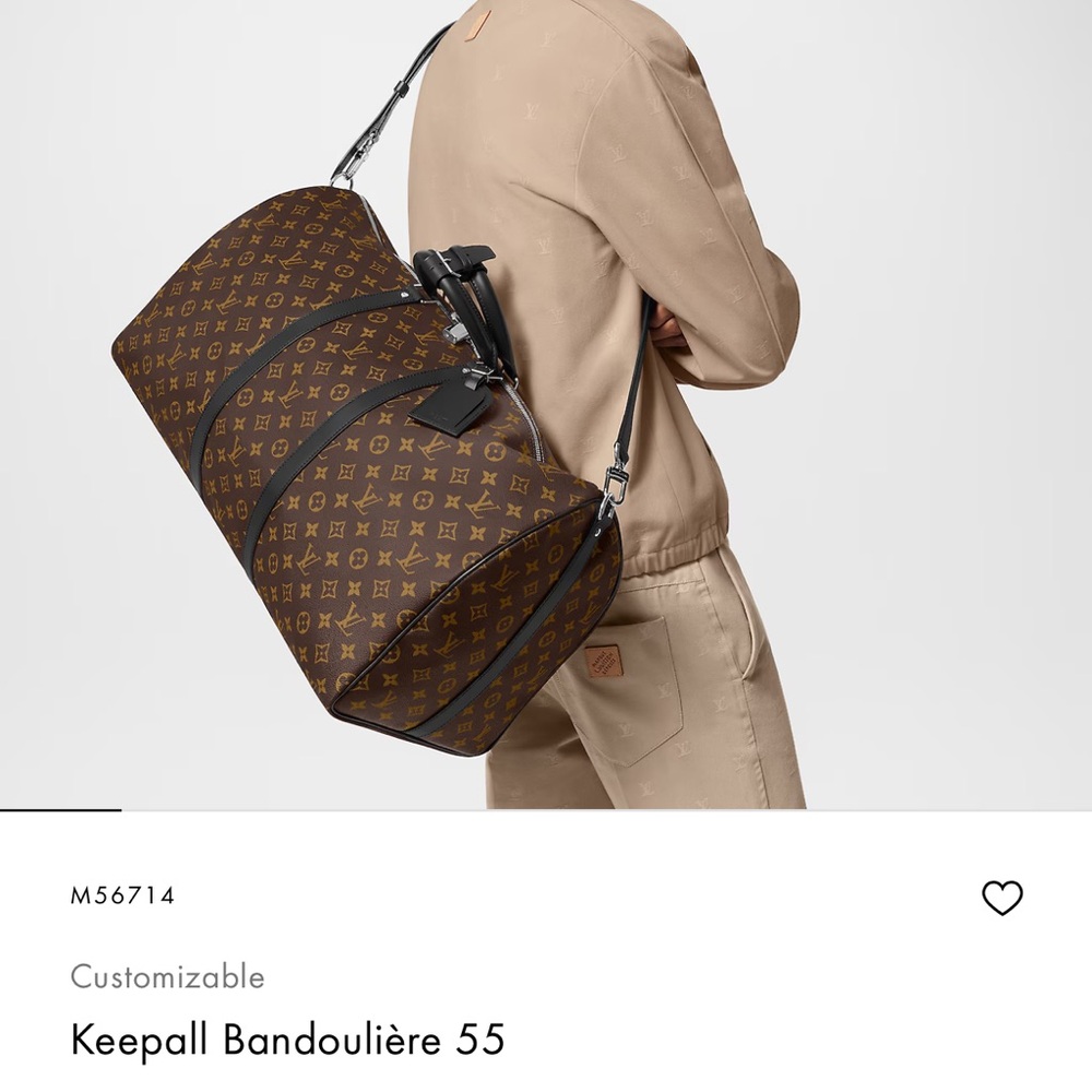 Louis Vuitton Keepall Bandouliere Silver Hardware Duffle 55 Brown Canvas